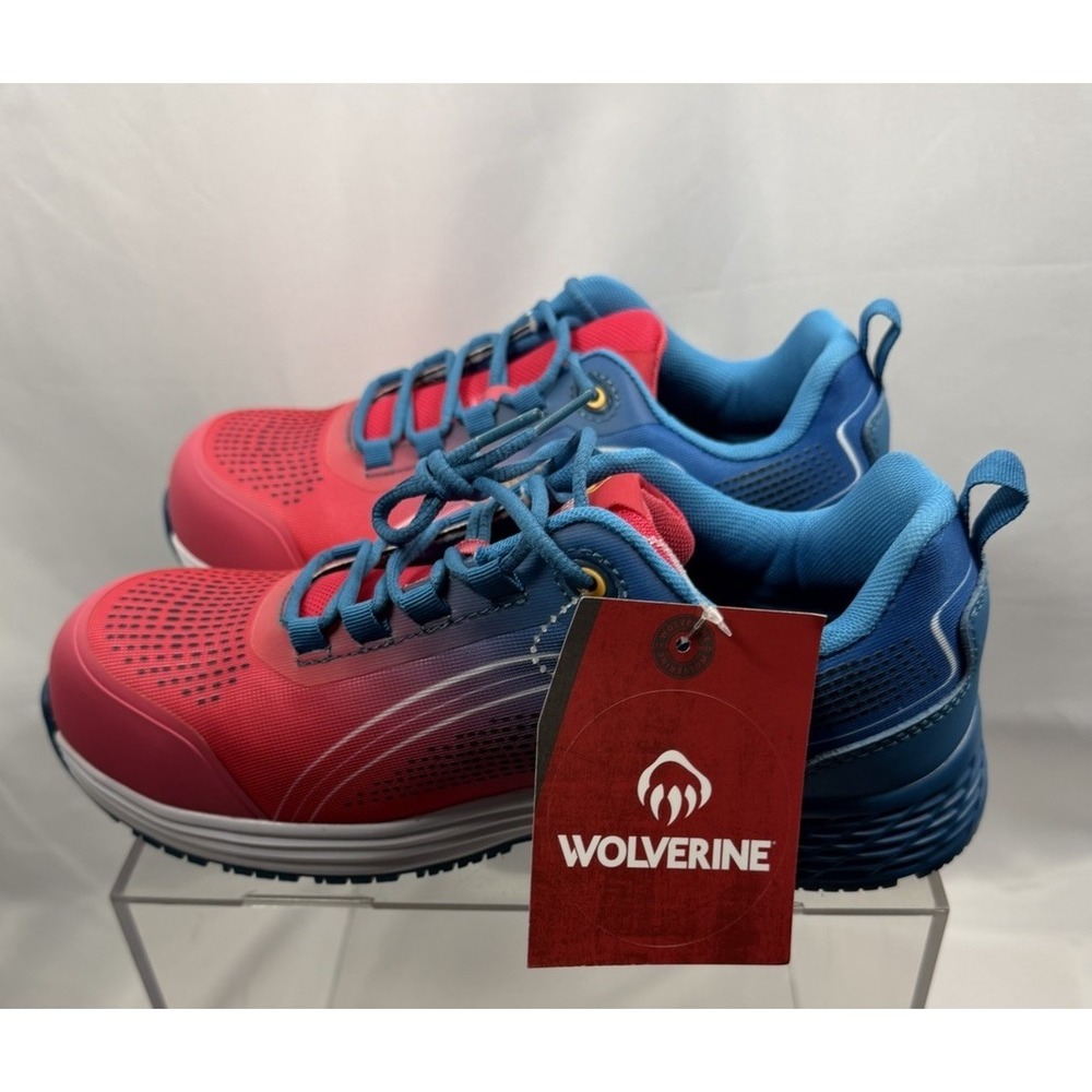 Wolverine Dash Composite Toe Watermelon/Blue Athletic Work Shoes Women's 9M NWB